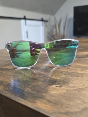 Blenders Clear Frame Green - Blue Mirrored Sunglasses